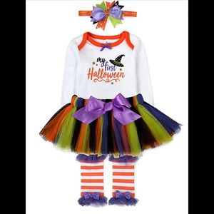 Baby Essentials® Newborn 4-Piece Halloween Bodysuit, Tutu, Leg Warmers, and Head